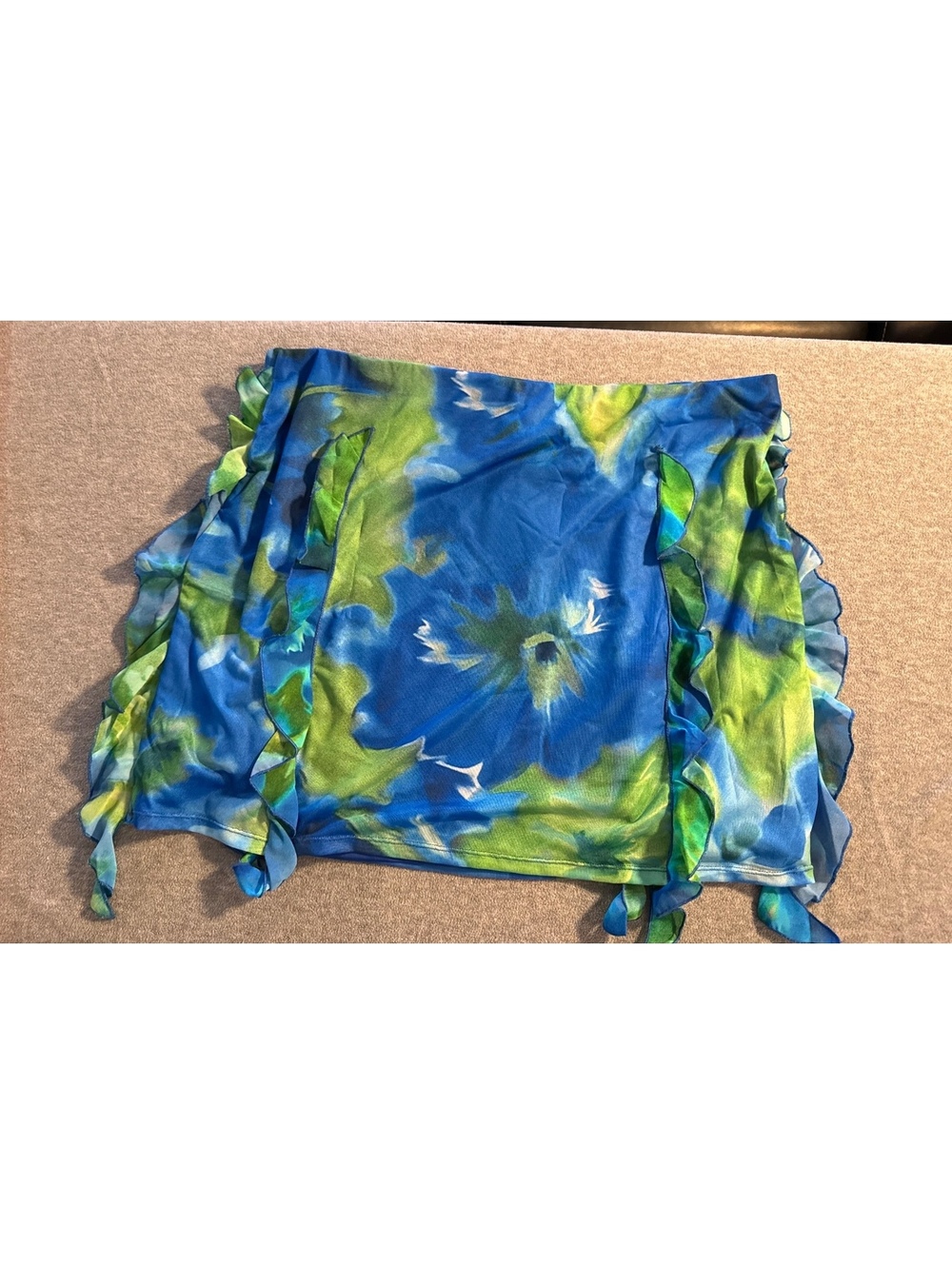 SHEIN BAE Womens Blue Green Floral Ruffle Mini Skirt Size XL